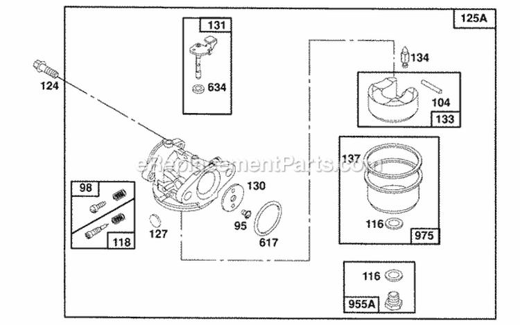 Page D Diagram and Parts List for 123882-3420-01  Briggs and Stratton Engine